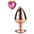Gleaming Love - plug anale in alluminio - pietra a forma di cuore - oro rosa