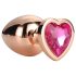 Gleaming Love - plug anale in alluminio - pietra a forma di cuore - oro rosa