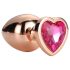 Gleaming Love - plug anale in alluminio con pietra a cuore - M - oro rosa
