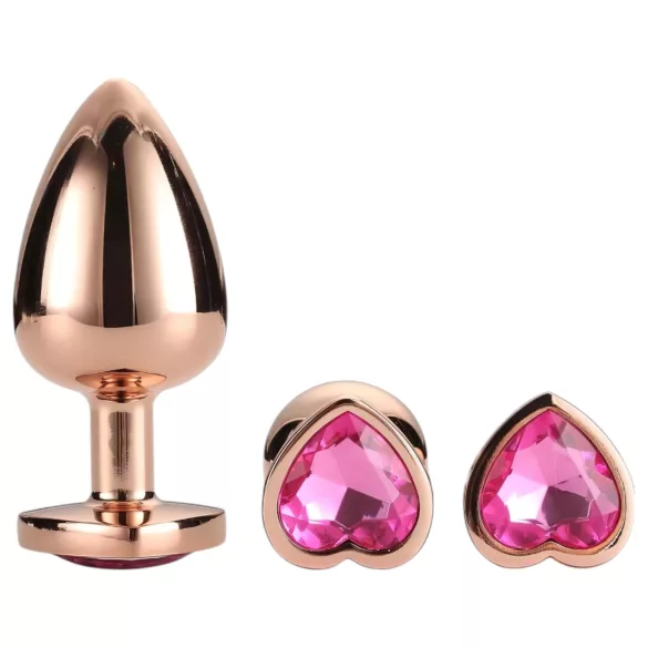 Gleaming Love - plug anale cuore set 3 pezzi - rosegold