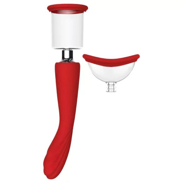 Red Revolution Georgia - vibratore punto G e pompa clitoridea - rosso