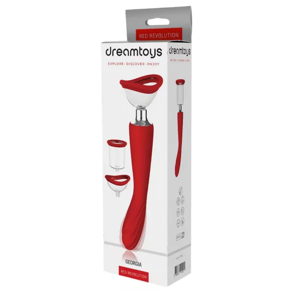 Red Revolution Georgia - vibratore punto G e pompa clitoridea - rosso