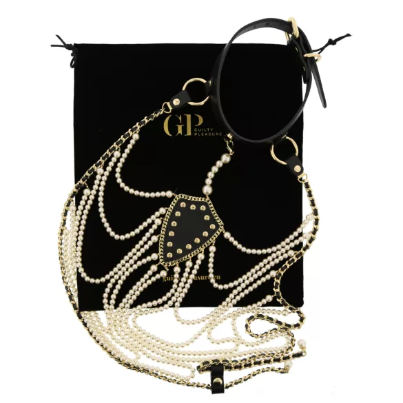 Guilty Pleasure Allure - set collare e catena per il corpo (nero)