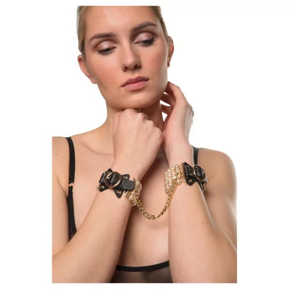 Allure - manette da polso con perle - nero