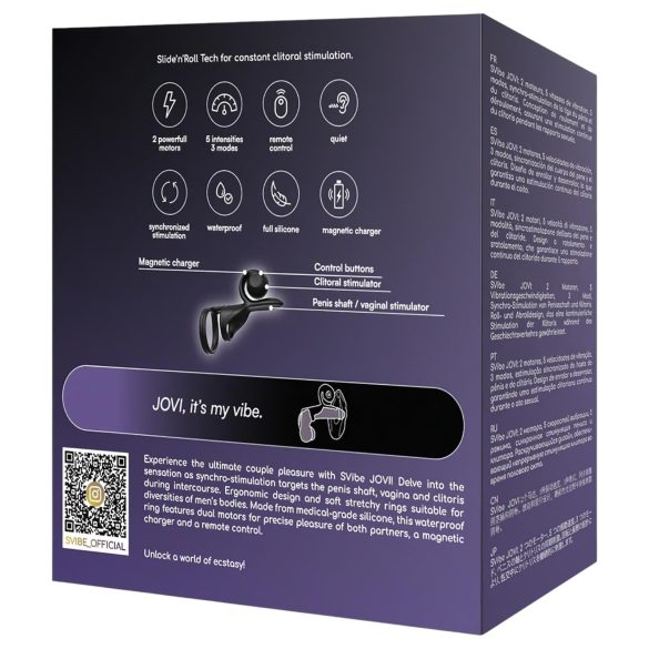 Snail Vibe Jovi - anello fallico con vibratore coppia - silicone nero