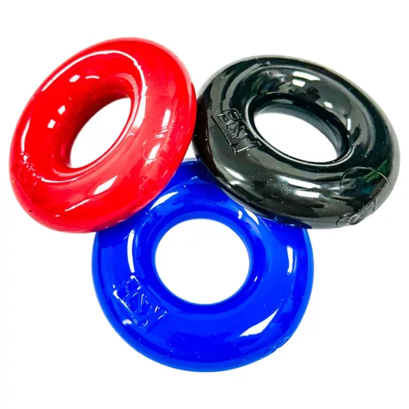 Kiotos Max-Stretch - set di anelli fallici elastici (nero/rosso/blu)