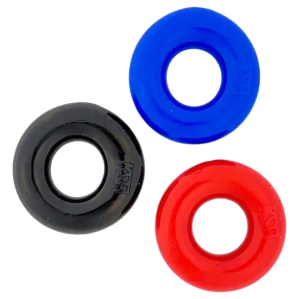 Kiotos Max-Stretch - set di anelli fallici elastici (nero/rosso/blu)