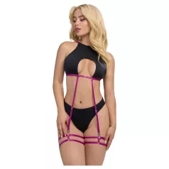   Zôf Zara - top cut-out e perizoma con bretelle reggicalze (nero)