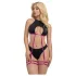Zôf Zara - top cut-out e perizoma con bretelle reggicalze (nero) - L/XL