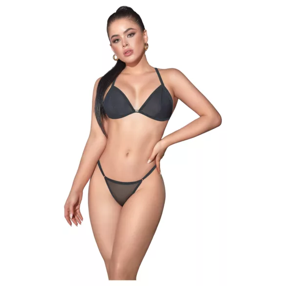 Zôf Nina - set di reggiseno trasparente e perizoma (nero)