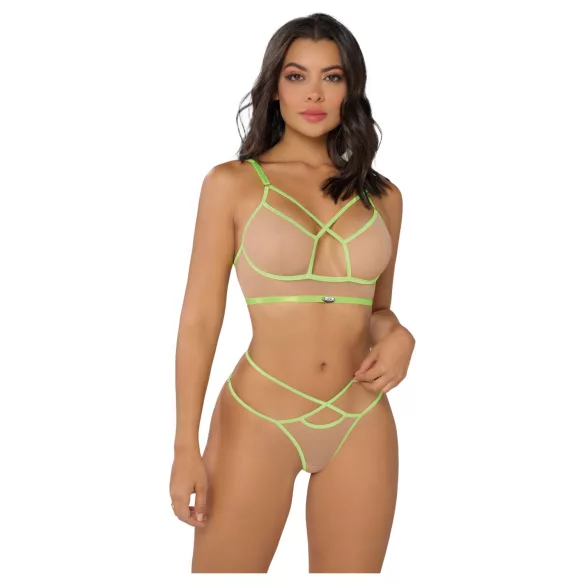 Zôf Rosie - set reggiseno e perizoma con spalline neon (color carne/verde)
