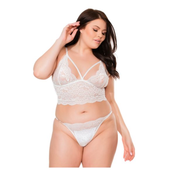 Coquette - set di lingerie in pizzo - bianco (XL)