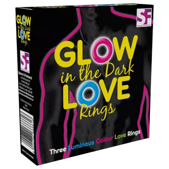 Love Rings - set di anelli per pene luminosi al buio (3 pezzi)