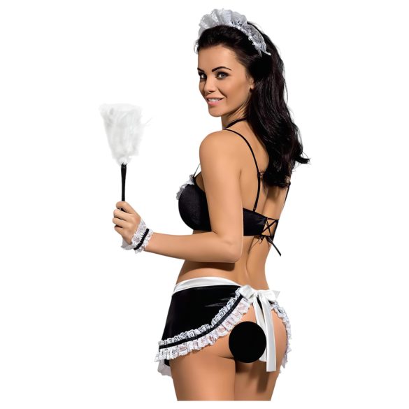 Obsessive - costume cameriera sexy - set 5 pezzi - nero bianco