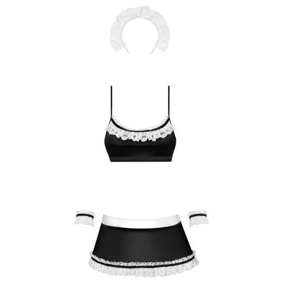 Obsessive - costume cameriera sexy - set 5 pezzi - nero bianco