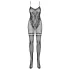 Obsessive F213 - body tuta sexy rete floreale - nero (S-L)