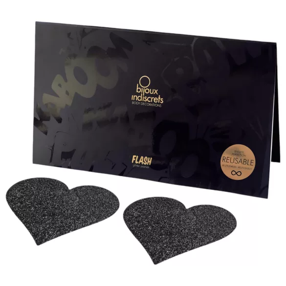 Bijoux Indiscrets Flash - copricapezzoli a cuore - nero