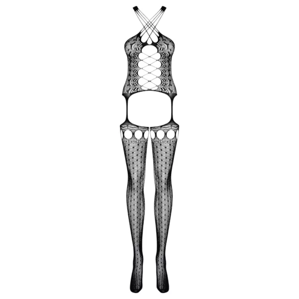 Obsessive G313 - set intimo con lacci e multi-spalline in pizzo nero S-L