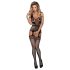 Obsessive F217 - Completo in rete con fiocco satinato e motivo - nero (S-L)