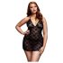 BACI Plus Size - babydoll in pizzo allacciato al collo - nero (XL-XXL)