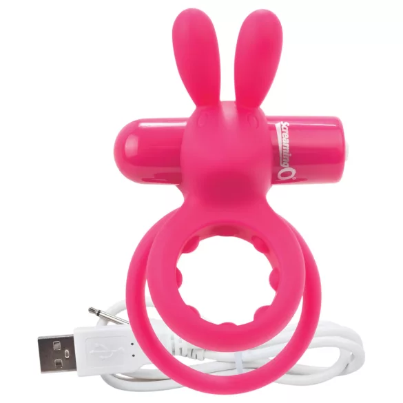 Screaming O Ohare - anello fallico vibrante ricaricabile con coniglietto - rosa
