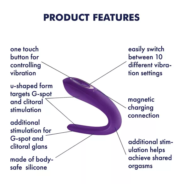 Satisfyer Double Classic - vibratore per coppie impermeabile ricaricabile (viola)