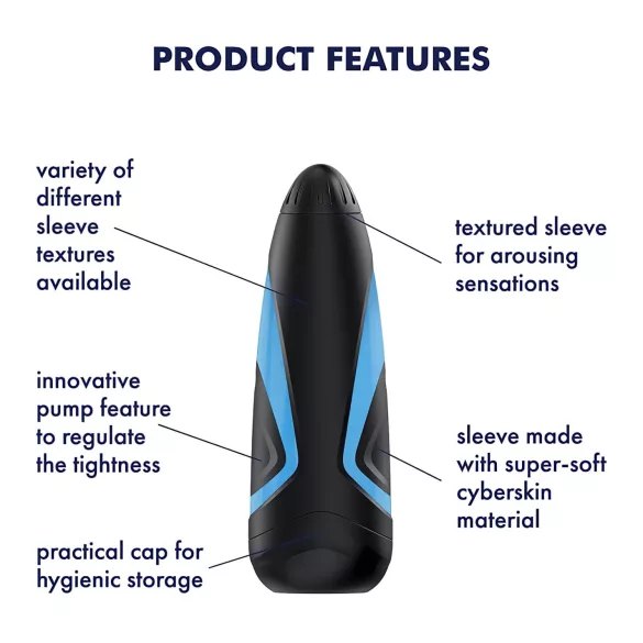 Satisfyer Men One - masturbatore succhiante - silicone blu nero