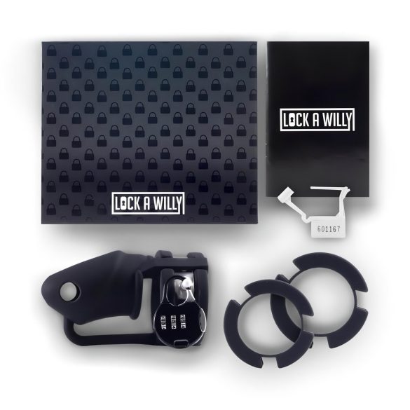 LOCK A WILLY - gabbia per pene in silicone con lucchetto (nero)