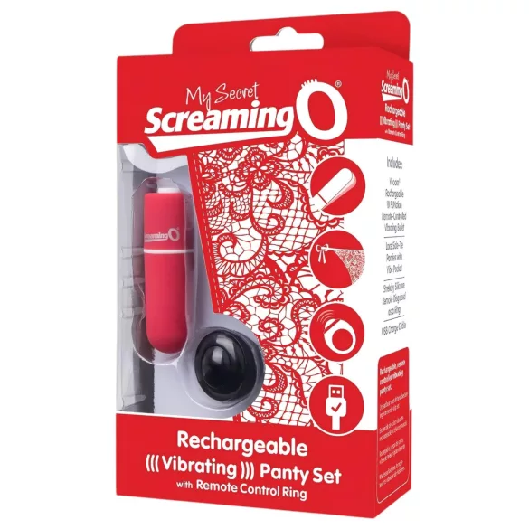 Screaming O - slip vibrante donna - rosso - taglia S-L