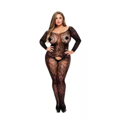   Baci Plus Size - bodystocking maniche lunghe fantasia - nero XL-XXL