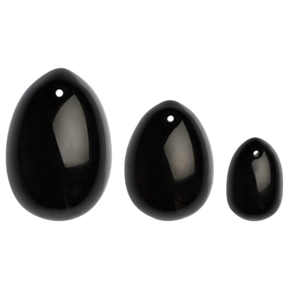 La Gemmes Yoni - Set di palline geisha - ossidiana nera (3 pezzi)