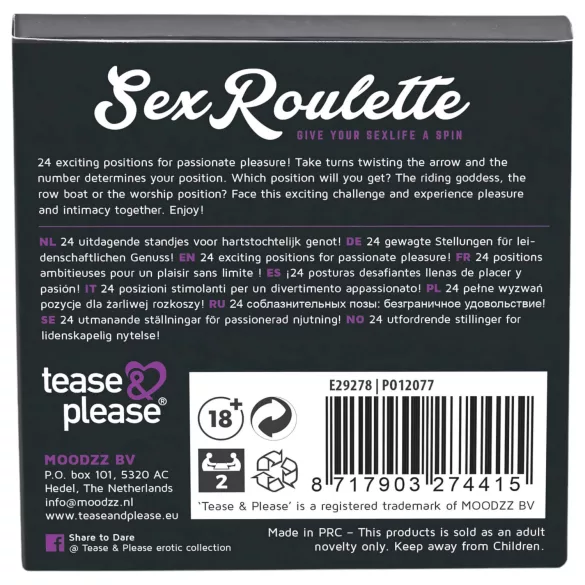 Sex Roulette Kama Sutra - gioco da tavolo erotico (in 10 lingue)