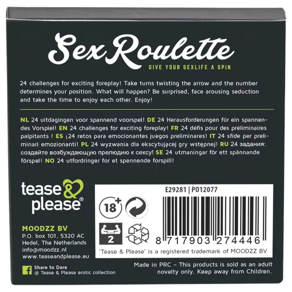 tease & please - Sex Roulette Foreplay - Gioco da tavolo erotico tipo roulette per coppie