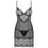 Obsessive Alluria - babydoll in pizzo e perizoma (nero) - L/XL