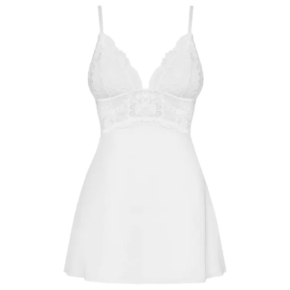 Obsessive - babydoll in pizzo con perizoma - bianco