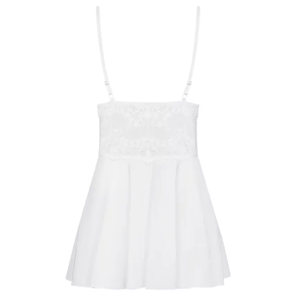 Obsessive - babydoll in pizzo con perizoma - bianco