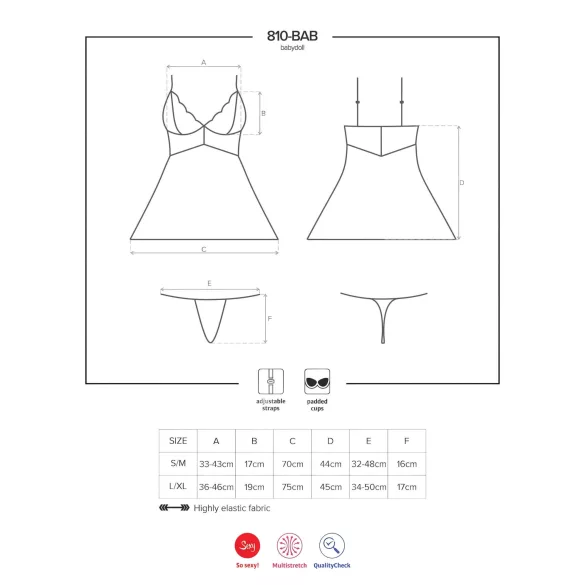 Obsessive - babydoll in pizzo con perizoma - bianco