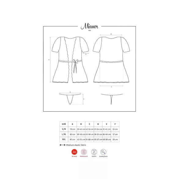 Vestaglia Obsessive Miamor con Maniche in Pizzo e Perizoma (nero) - L/XL