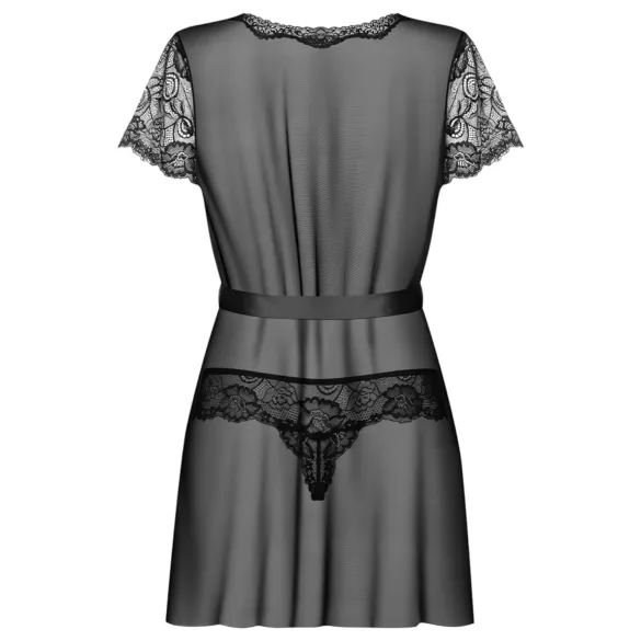 Obsessive Alluria - vestaglia in pizzo con perizoma - nero