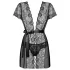 Obsessive Alluria - vestaglia in pizzo con perizoma - nero - L/XL