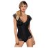 Obsessive Moketta - body nero a righe con volants in pizzo