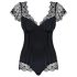 Obsessive Moketta - body nero a righe con volants in pizzo