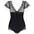 Obsessive Moketta - body nero a righe con volants in pizzo