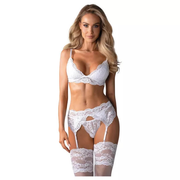 Obsessive - completo intimo pizzo bianco - set lingerie donna - L/XL