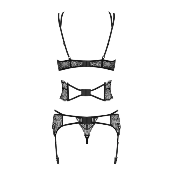 Obsessive Frivolla - set di intimo audace in pizzo (nero)