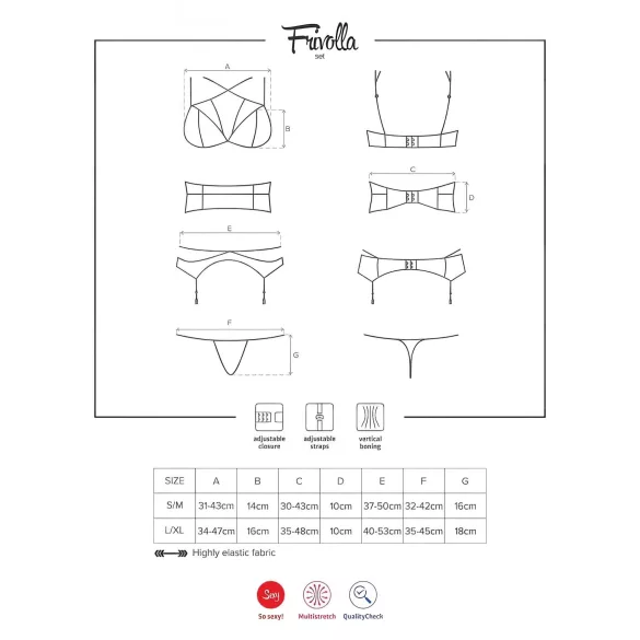 Obsessive Frivolla - set di intimo audace in pizzo (nero)