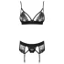 Obsessive - set lingerie ricamato in pizzo nero - L/XL