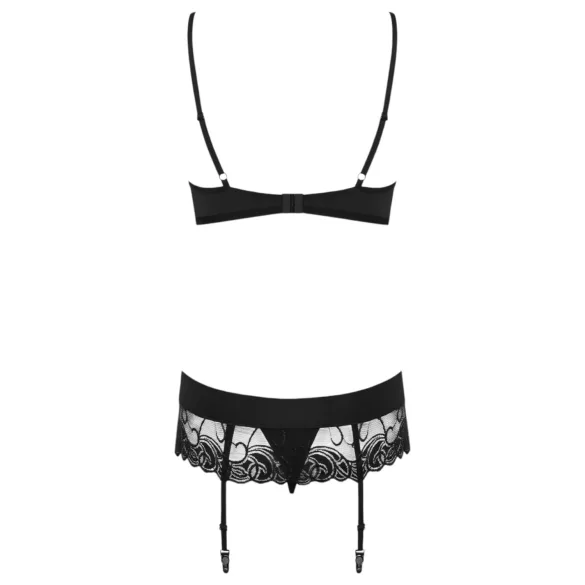 Obsessive - set lingerie ricamato in pizzo nero - L/XL