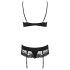 Obsessive Wonderia - completo intimo ricamato in pizzo (nero) - L/XL