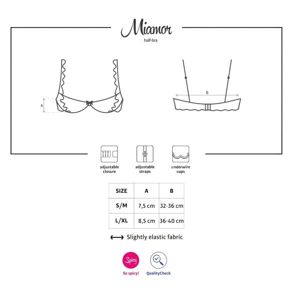 Obsessive - reggiseno a balconcino in pizzo - nero - L/XL